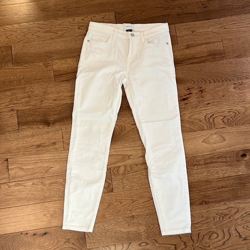 Current Elliott stiletto ankle skinny white jeans 26